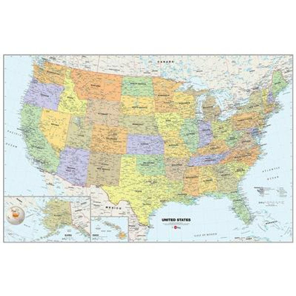 24 Inches H x 36 Inches W Dry Erase USA Map Wall Applique