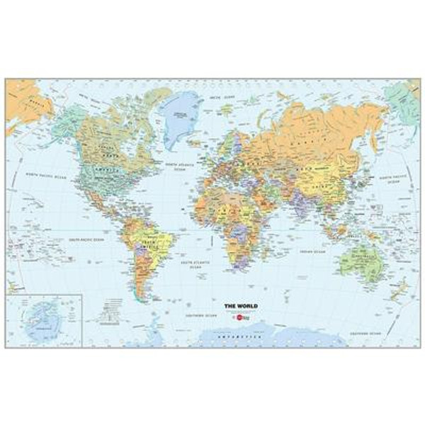 24 Inches H x 36 Inches W Dry Erase World Map Wall Applique