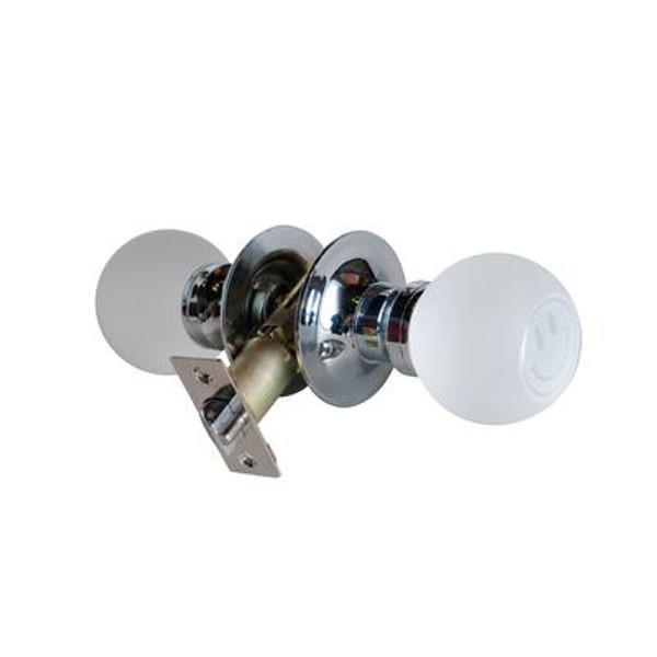 Smiley Face Chrome Passive LED Door Knob