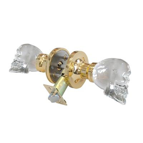 Skull Brass Privacy LED Door Knob