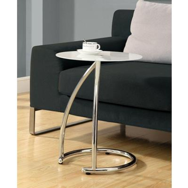 Accent Table - Chrome Metal With Frosted Tempered Glass