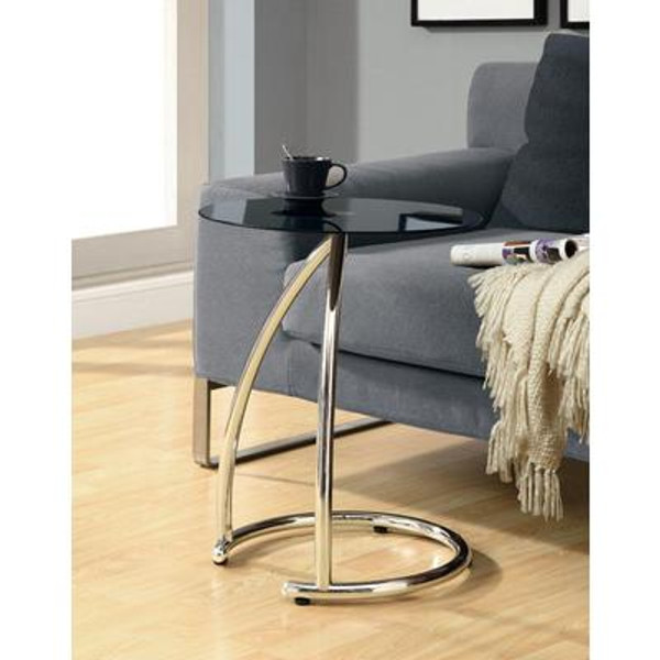 Accent Table - Chrome Metal With Black Tempered Glass