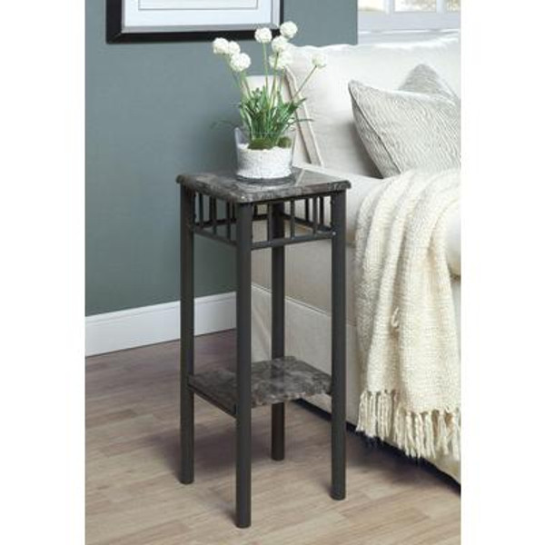 Accent Table - Grey Marble / Charcoal Metal