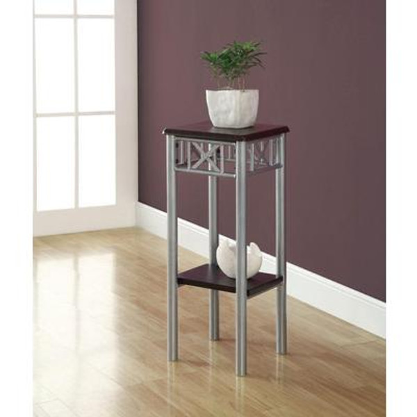 Accent Table - Cappuccino / Silver Metal