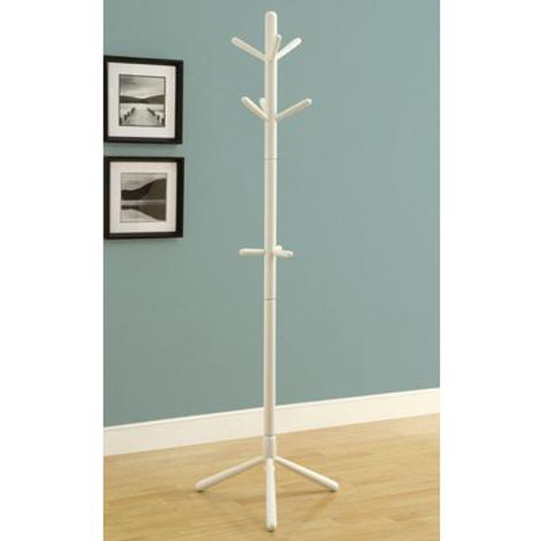 Coat Rack - 69''H / White Wood Contemporary Style