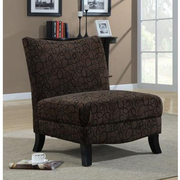 Accent Chair - Brown Swirl Fabric