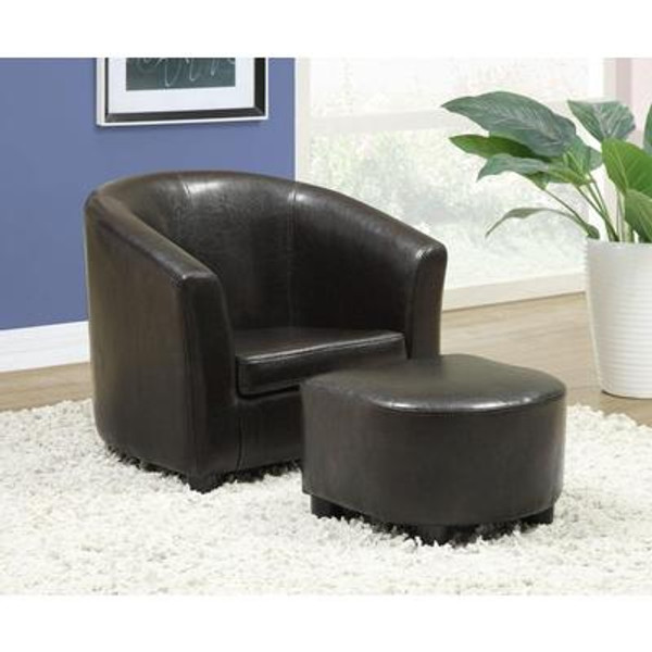Juvenile Chair - 2 Pcs Set / Dark Brown Leather-Look