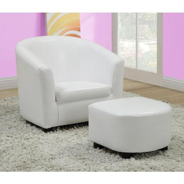 Juvenile Chair - 2 Pcs Set / White Leather-Look Fabric