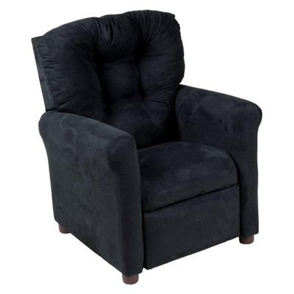 Rich Black Microfiber Traditional Juvenile Recliner