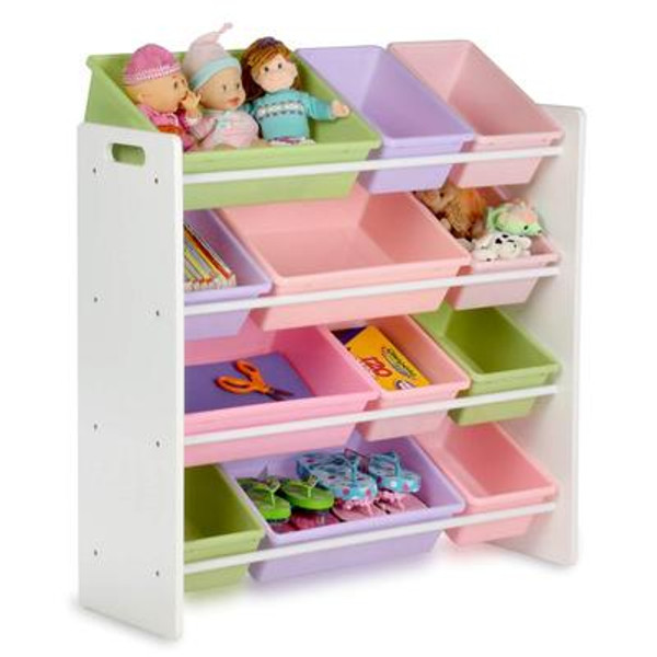 Kids Storage Organizer- 12 Bins- White