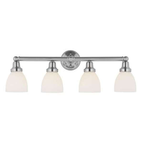 Providence 4 Light Chrome Incandescent Bath Vanity with Satin Glass