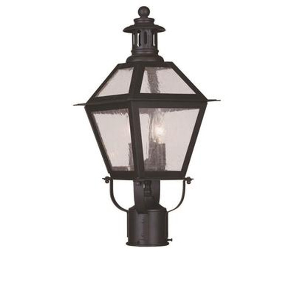 Providence 2 Light Bronze Incandescent Post Head with Seeded Glass