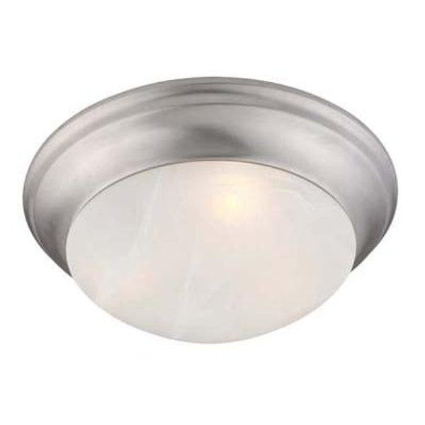 Providence 1 Light Brushed Nickel Incandescent Semi Flush Mountwith White Alabaster Glass