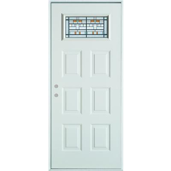 Rectangular Lite 6-Panel Painted Steel Entry Door