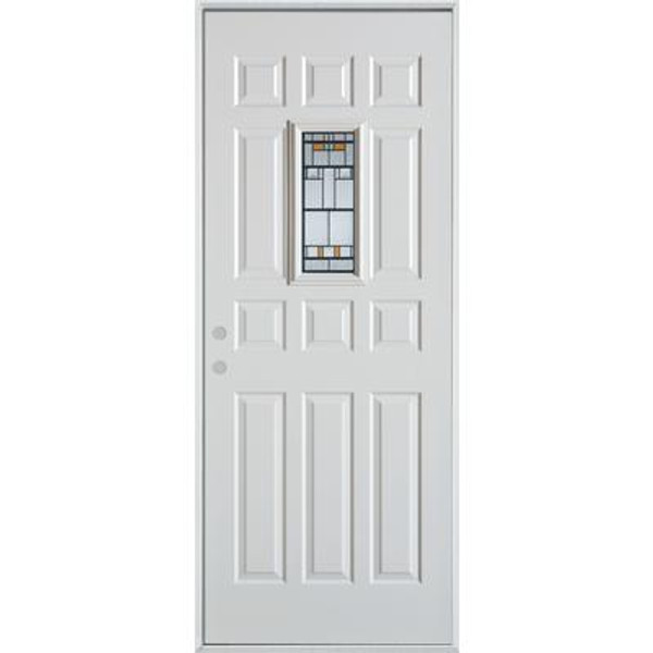 9 In. x 18 In. Rectangular Lite 12-Panel Painted Steel Entry Door