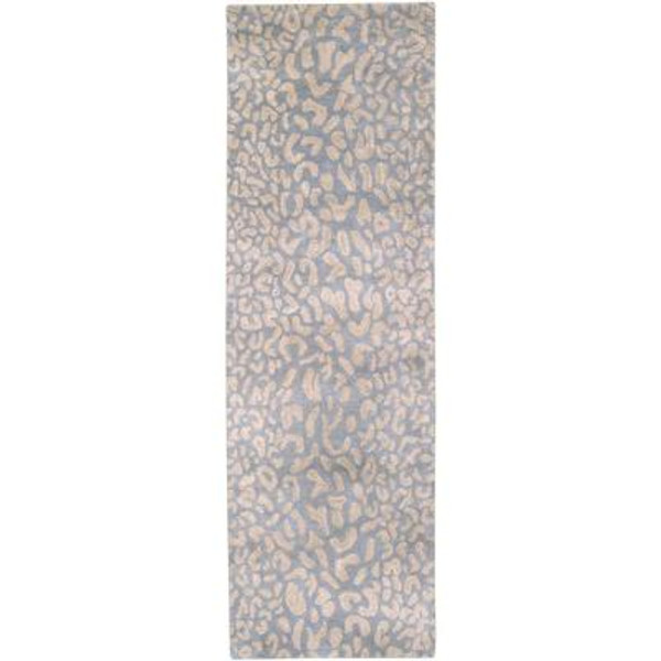 Aliso Pale Blue Wool Area Rug - 3 Feet x 12 Feet