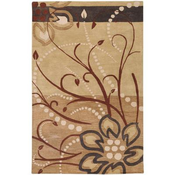 Amador Tan Wool 6 Feet x 9 Feet Area Rug