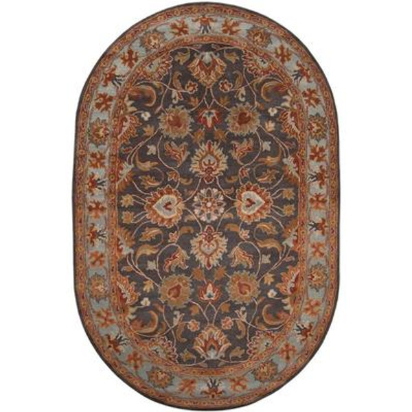 Benicia Charcoal Wool Oval  - 8 Ft. x 10 Ft. Area Rug