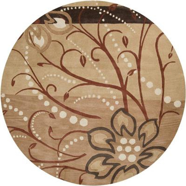 Amador Tan Wool 4 Feet Round Area Rug