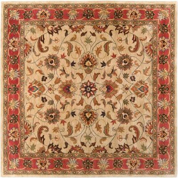 Belmont Beige Wool Square  - 8 Ft. Area Rug