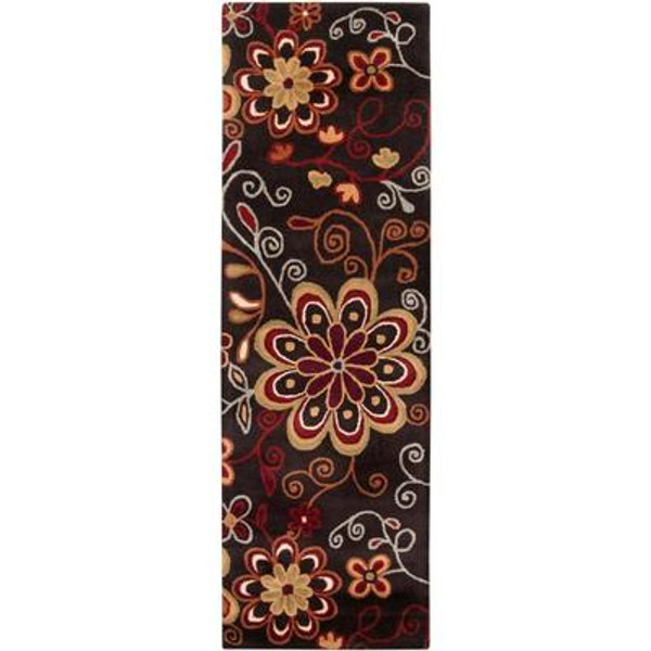 Arcadia Chocolate Wool Area Rug - 3 Feet x 12 Feet