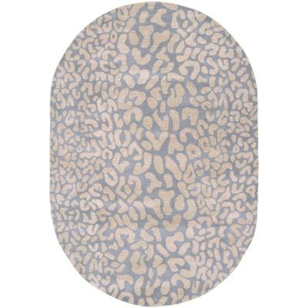 Aliso Pale Blue Wool 8 Ft. x 10 Ft. Area Rug Oval