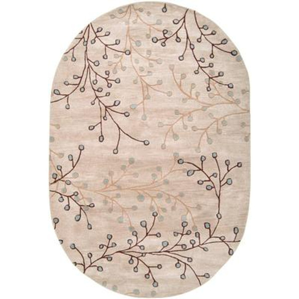 Anaheim Ivory Wool 6 Feet x 9 Feet Oval Area Rug