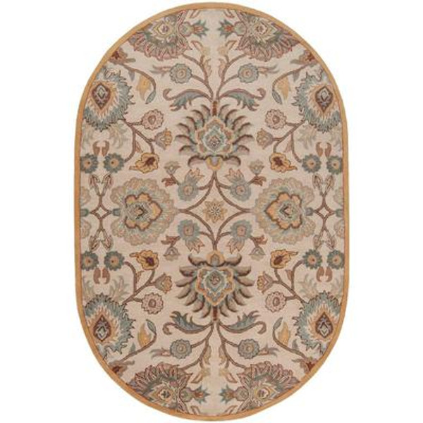 Brentwood Beige Wool Oval  - 6 Ft. x 9 Ft. Area Rug