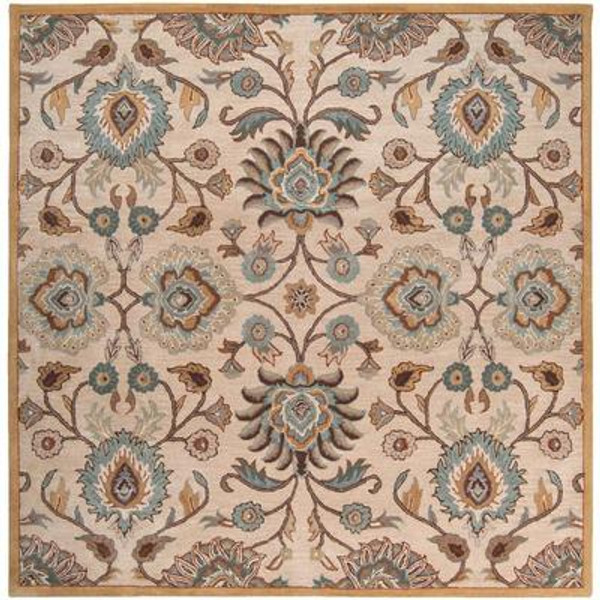 Brentwood Beige Wool Square  - 6 Ft. Area Rug
