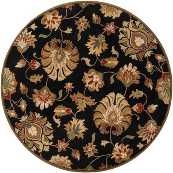 Burbank Black Wool Round  - 8 Ft. Area Rug