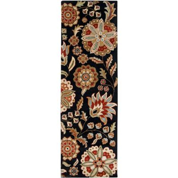 Anderson Black Wool 3 Feet x 12 Feet Area Rug