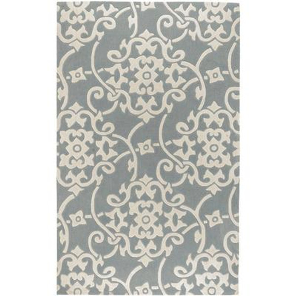 Haisnes Silver Gray Polyester  - 3 Ft. 6 In. x 5 Ft. 6 In. Area Rug