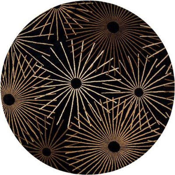 Rannee Black Wool 4 Feet Round Area Rug