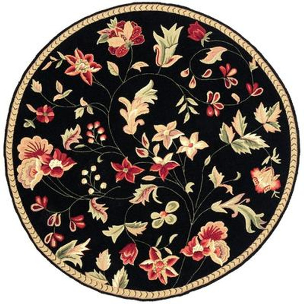 Quend Black Wool Round  - 4 Ft. Area Rug