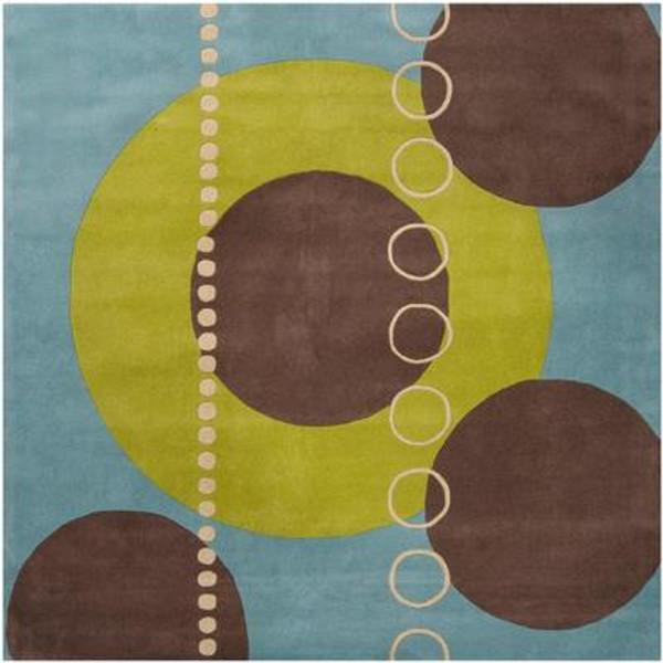 Rismes Sky Wool 8 Feet Square Area Rug
