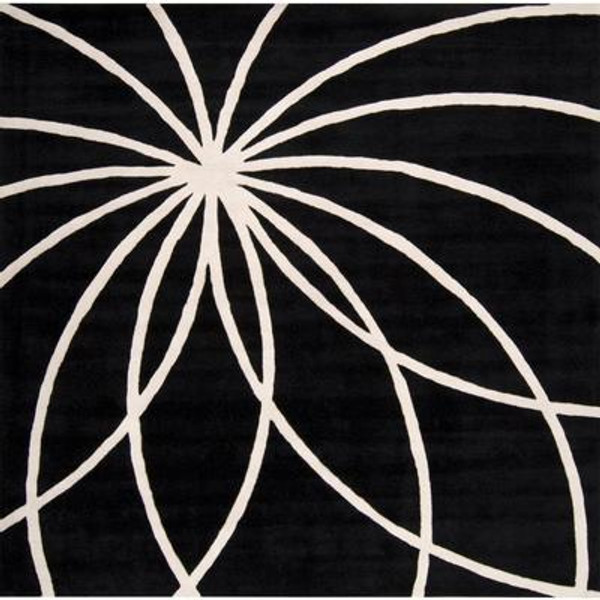 Rambouillet Black Wool 9 Feet x 9 Feet Square Area Rug