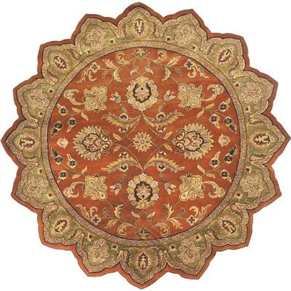 Pamier Dark Rust Wool Star  - 8 Ft. Area Rug