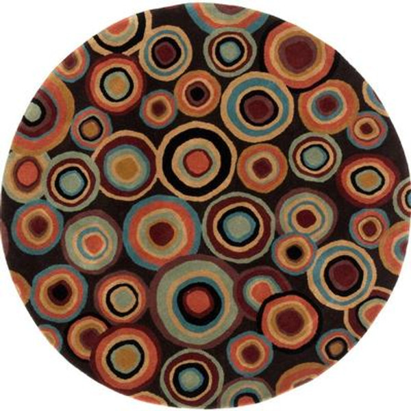 Panissieres Brown New Zealand Wool Area Rug - 6 Feet Round