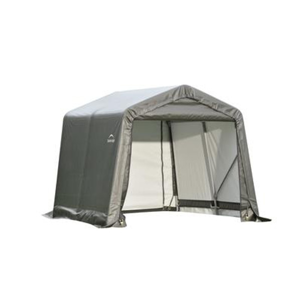 Grey Cover Peak Style Shed/Storage Shelter - 8 Feet x 16 Feet x 8 Feet