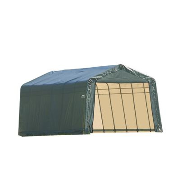 Peak Style Garage/Storage Green Shelter - 12 Feet x 24 Feet x 8 Feet