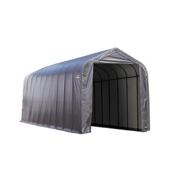 Grey Cover Peak Style Shelter - 15 x 24 x 12 Feet