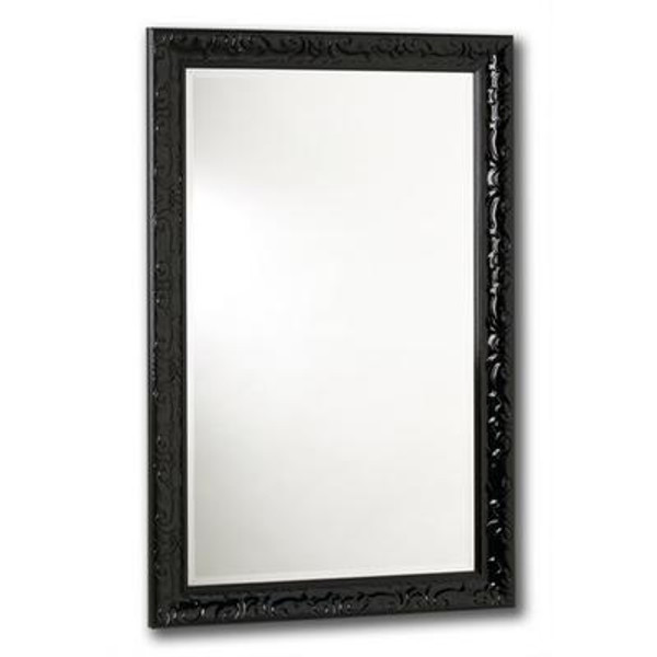 Razzle Dazzle Mirror; Lacquered Black 24 Inch X 36 Inch