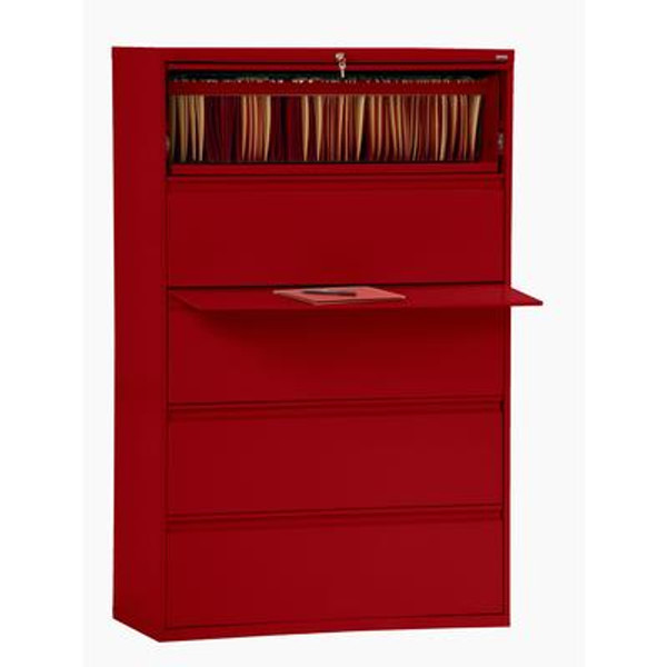 800 Series 5 Drawer Lateral File Red Color