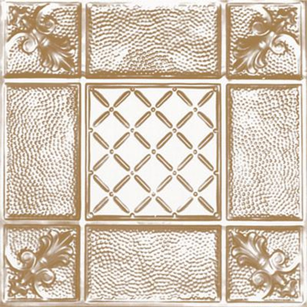 2 Feet x 4 Feet Brass Plated Steel Finish   Nail-Up Ceiling Tile Design Repeat Every 24 Inches