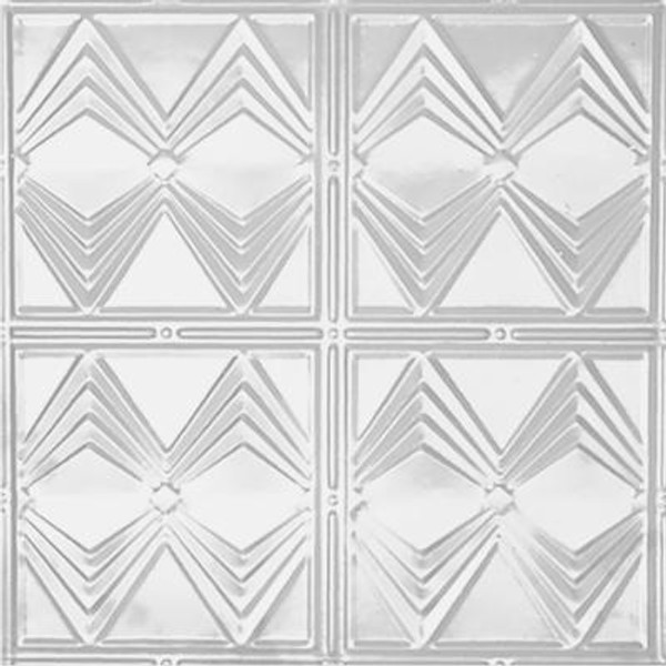 2 Feet x 4 Feet White Finish Steel   Nail-Up Ceiling Tile Design Repeat Every  12 Inches