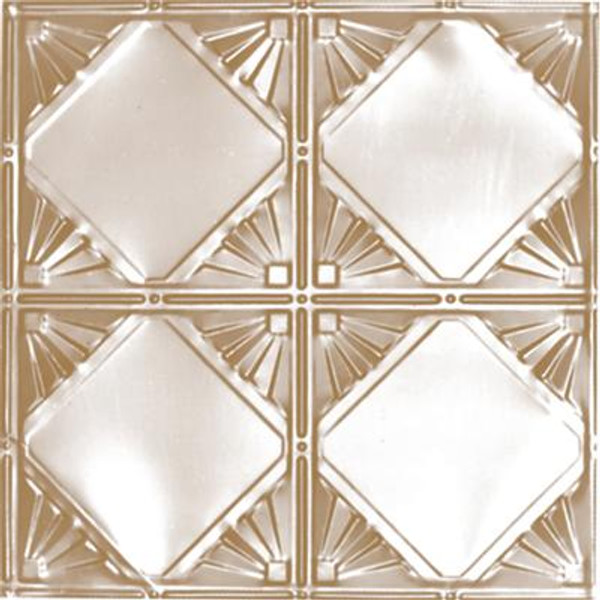 2 Feet x 4 Feet Brass Plated Steel Finish Nail-Up Ceiling Tile Design Repeat Every 12 Inches