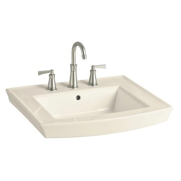 Archer Pedestal Lavatory Basin With 8 Inch Centers in Almond