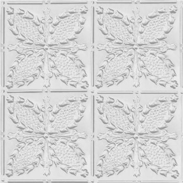 2 Feet x 4 Feet White Finish Steel Nail-Up Ceiling Tile Design Repeat Every 12 Inches