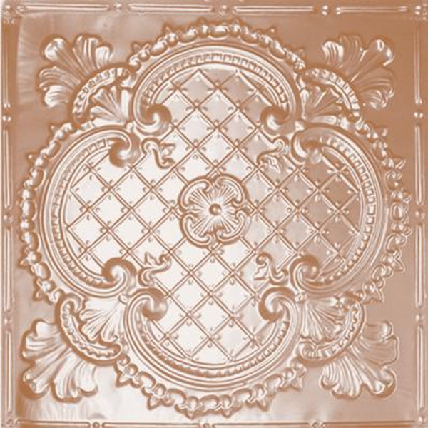2 Feet x 4 Feet Copper Plated Steel Nail-Up Ceiling Tile Design Repeat Every 24 Inches