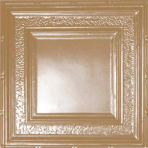 2 Feet x 4 Feet Brass Plated Steel Finish Nail-Up Ceiling Tile Design Repeat Every 24 Inches